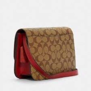 New Coach Brynn Flap Crossbody In Signature Canvas Purse/Brown-Red